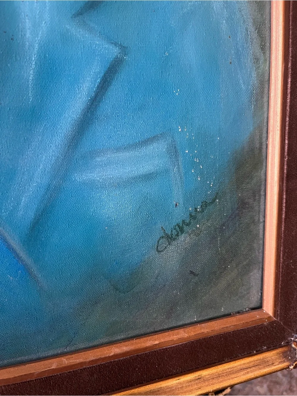 Vintage Mid Century Original Portrait Woman Signed Donna Oil/Pastel Framed 20x24